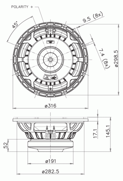 Faital Pro 12RS550 - 12" Subwoofer, 8 Ohm