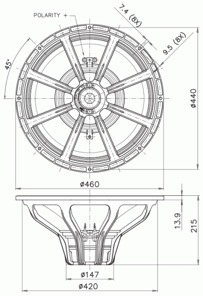 Preview: Faital Pro 18FX600 - 18" Subwoofer, 8 Ohm