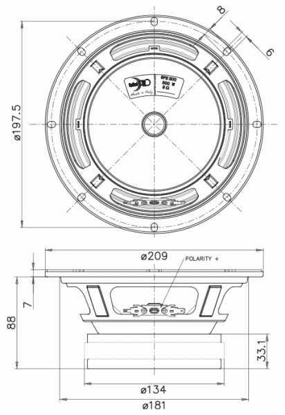 Preview: Faital Pro 8FE300 - 8" Lautsprecher, 8 Ohm