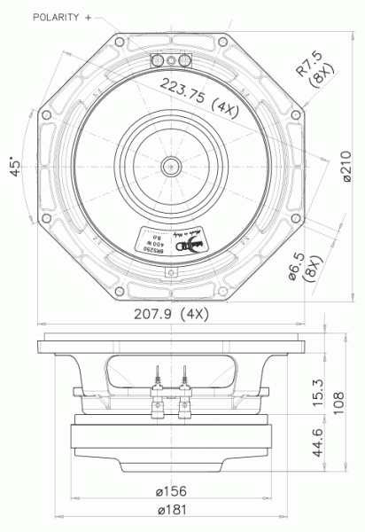 Preview: Faital Pro 8RS250 - 8" Lautsprecher, 8 Ohm
