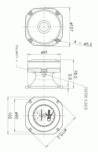 Faital Pro FD375 Copression tweeter, 8 Ohm