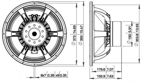 Lavoce WAN154.00 - 15" Neodym Tieftöner, 8 Ohm