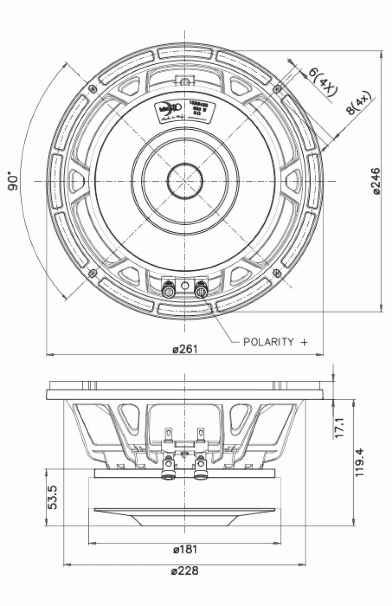 Faital Pro 10RS430 - 10" Subwoofer, 8 Ohm