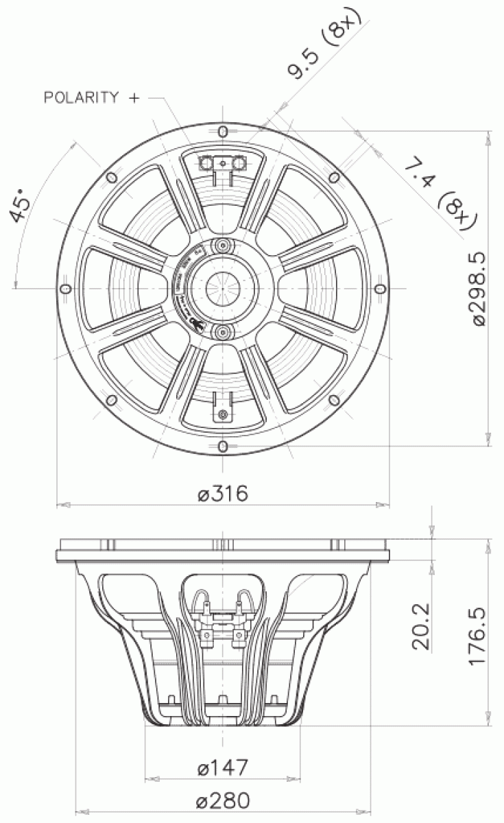 Faital Pro 12RS1066 - 12" Subwoofer, 8 Ohm