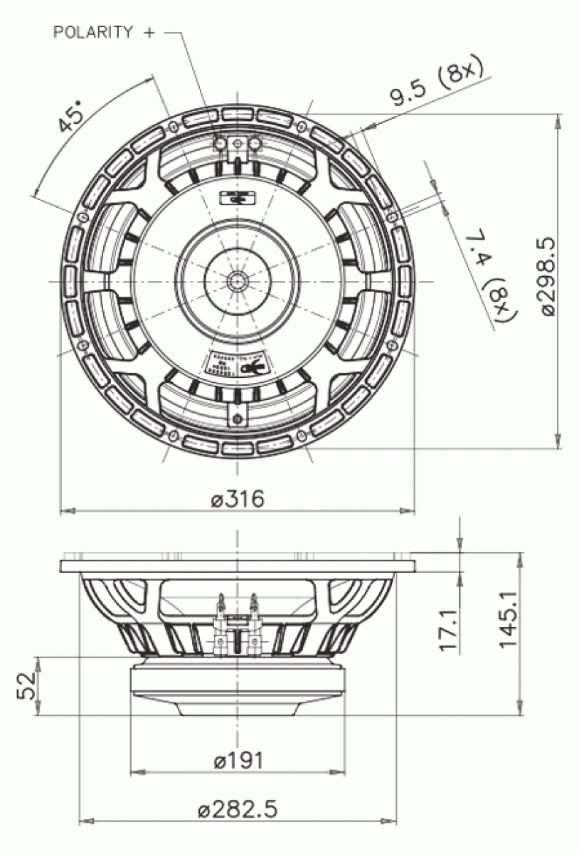 Faital Pro 12RS550 - 12" Subwoofer, 8 Ohm