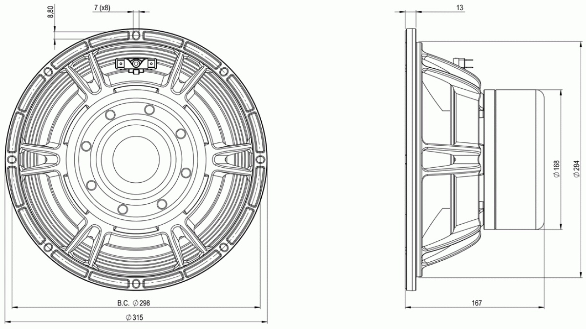 B&C 12SW115 - 12" Subwoofer, 4 Ohm