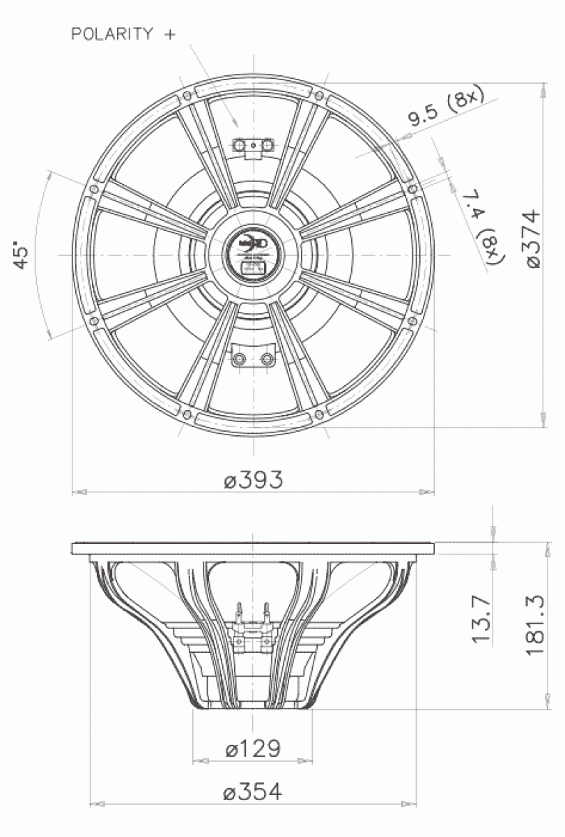 Faital Pro 15FH500 Tiefmitteltöner, 8 Ohm