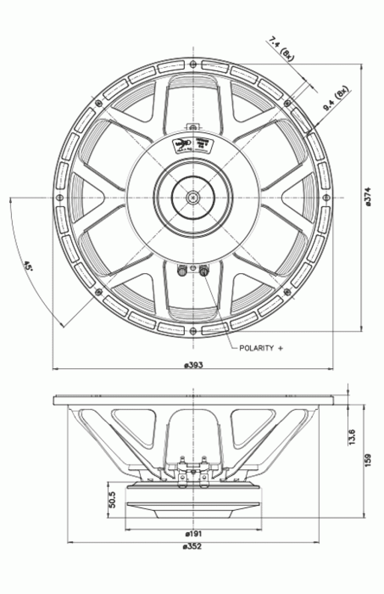 Faital Pro 15PR450 - 15" Woofer, 8 Ohm