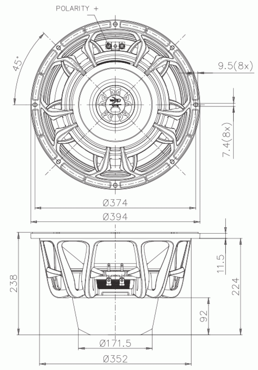 Faital Pro 15XL2400 - 15" Subwoofer, 8 Ohm