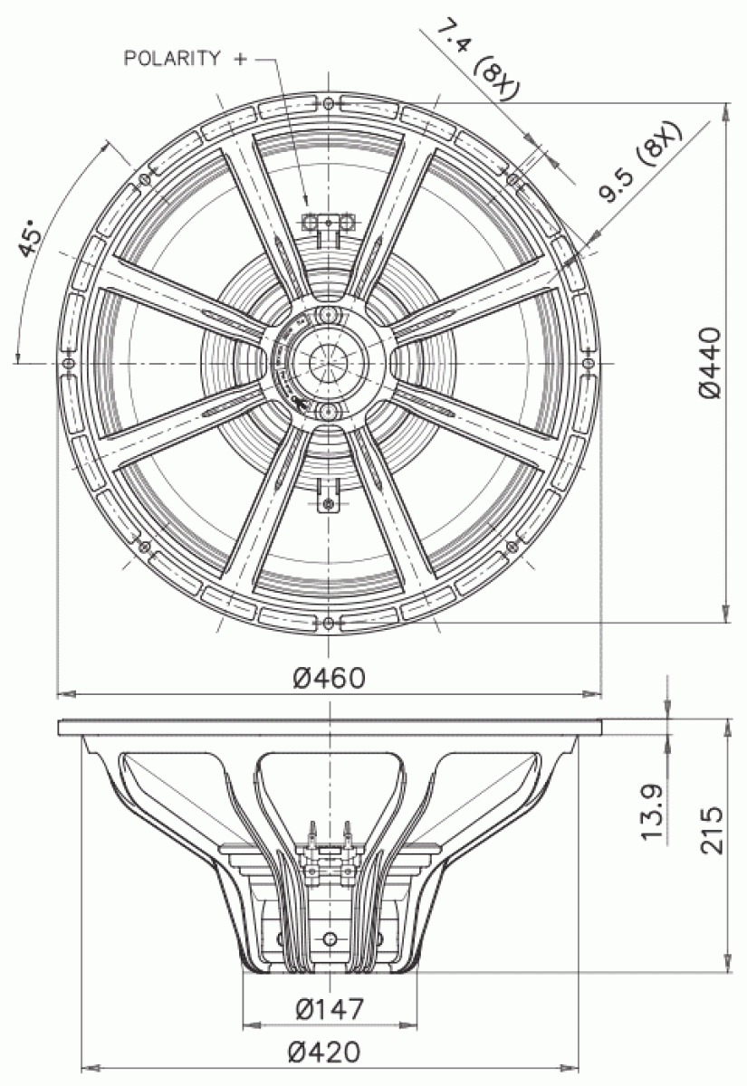 Faital Pro 18FX800 - 18" Subwoofer, 8 Ohm