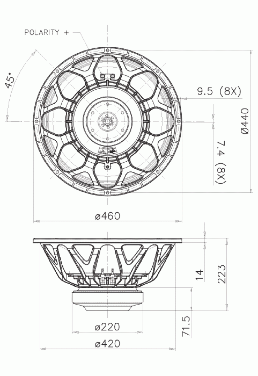 Faital Pro 18HW1070 - 18" Subwoofer, 4 Ohm