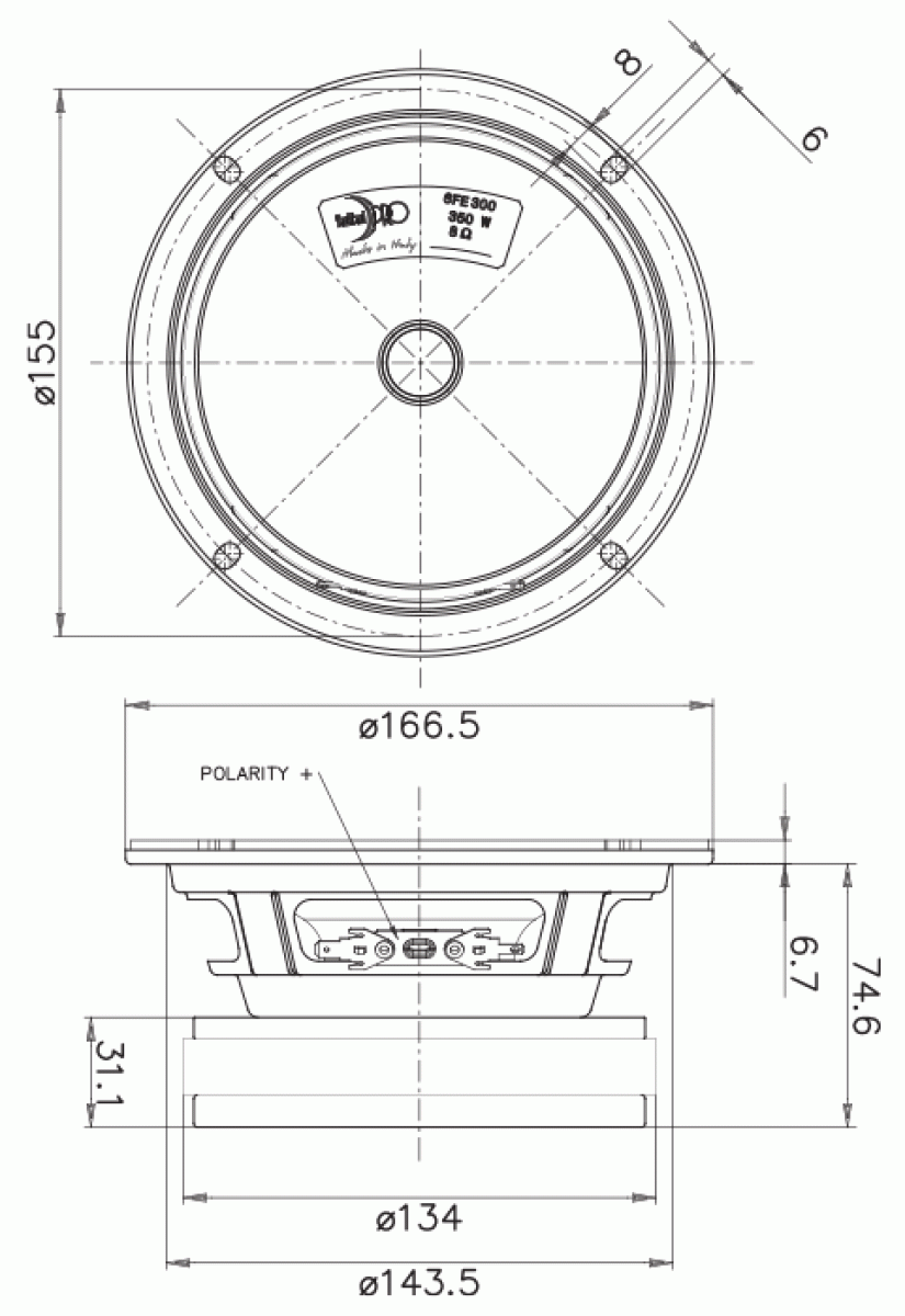 Faital Pro 6FE300 - 6" Lautsprecher, 8 Ohm