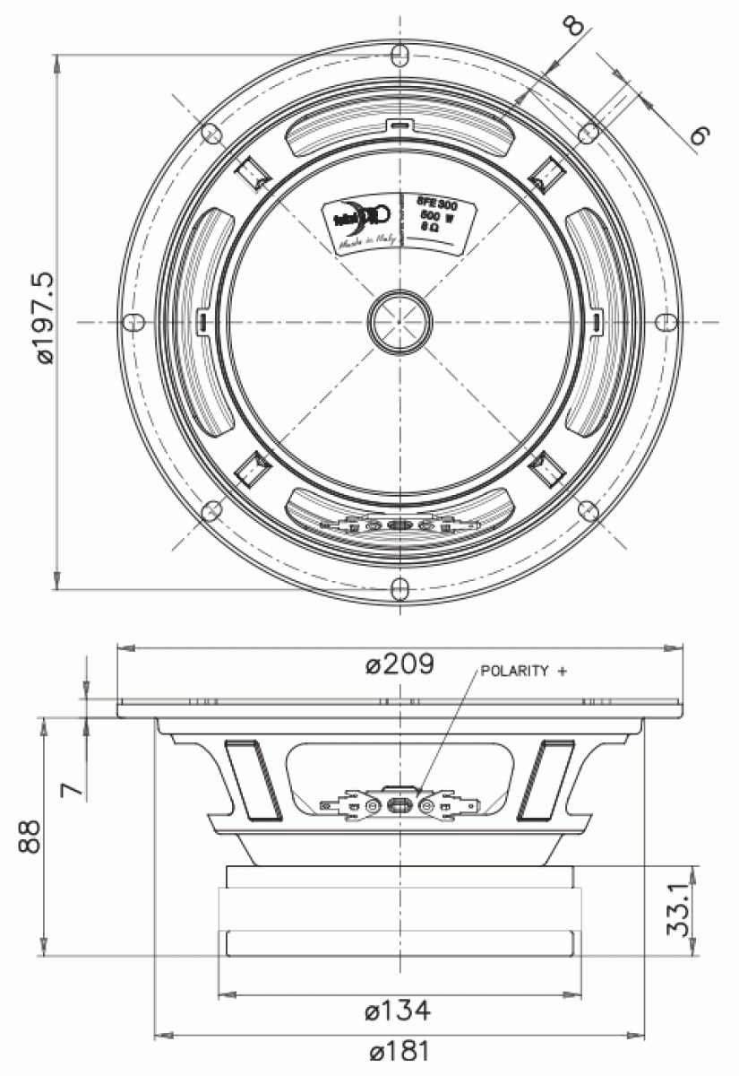 Faital Pro 8FE300 - 8" Lautsprecher, 8 Ohm