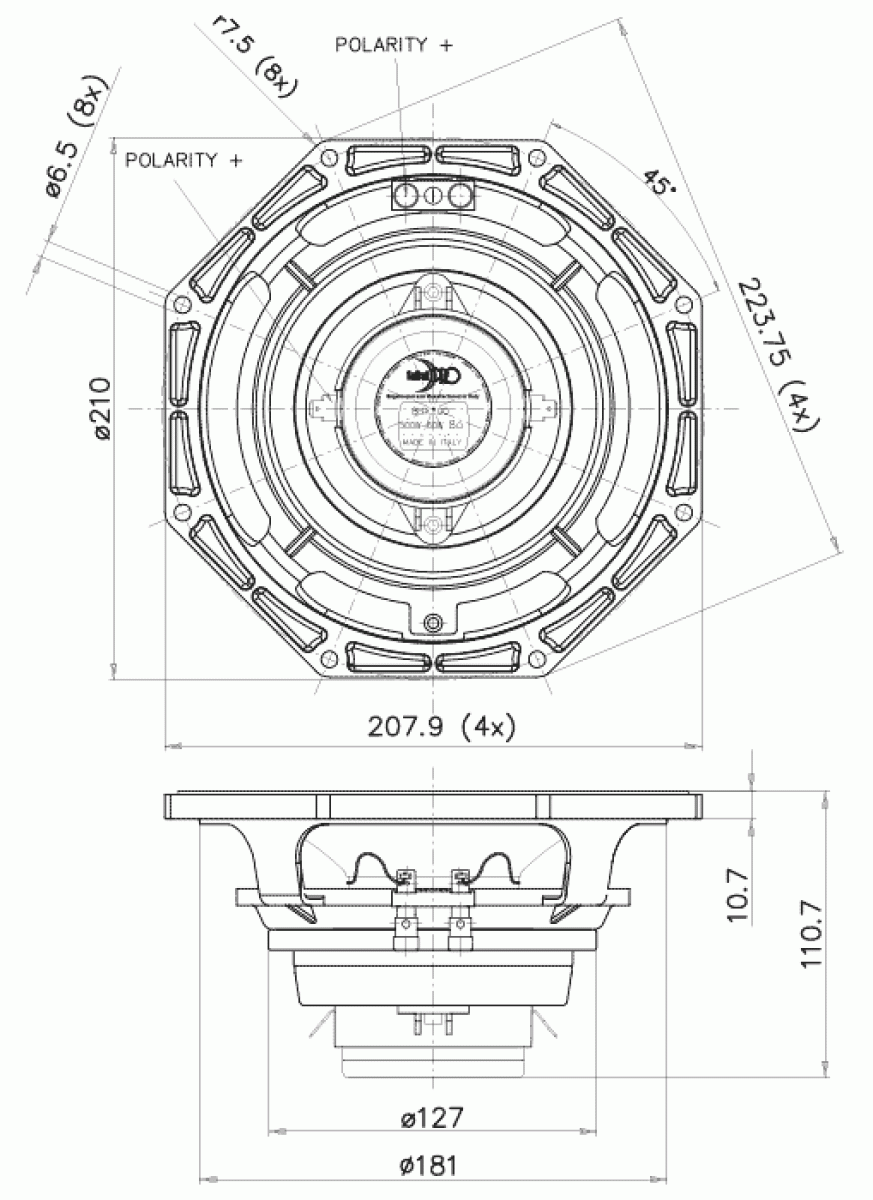 Faital Pro 8HX200 - 8" Coax Lautsprecher, 8 Ohm
