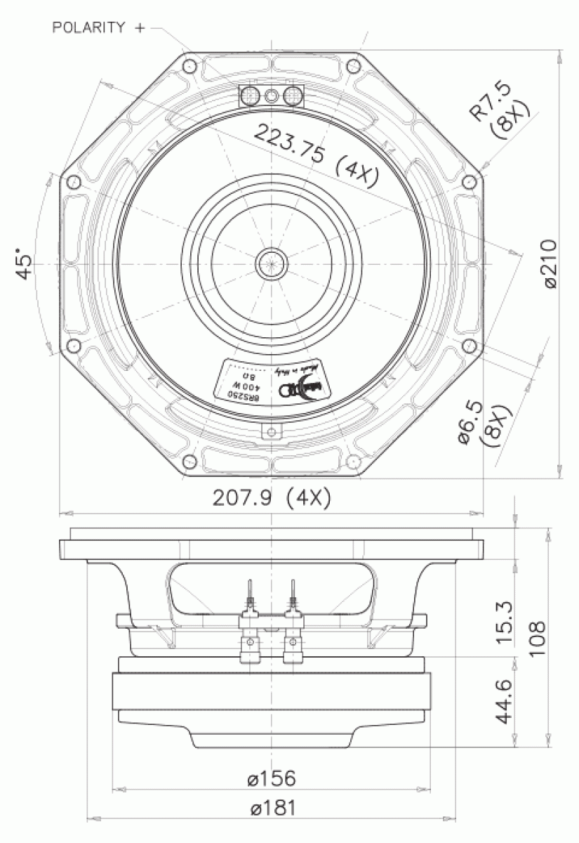 Faital Pro 8RS250 - 8" Lautsprecher, 8 Ohm