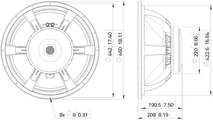 Lavoce SAF184.01 - 18" Subwoofer, 8 Ohm